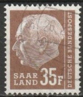 Saarland 1958 MiNr.420  O Gestempelt  Bundespräsident Theodor Heuss ( A1762) - Gebruikt