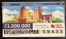 116 M, 1 X Lottery Ticket, Portugal, « Alma Portuguesa »,« Portuguese Soul », « Palácios Reais », « SINTRA », 2024 - Biglietti Della Lotteria