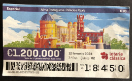 116 M, 1 X Lottery Ticket, Portugal, « Alma Portuguesa »,« Portuguese Soul », « Palácios Reais », « SINTRA », 2024 - Biglietti Della Lotteria