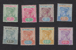 SEYCHELLES Yvert1/8 Pl I (SG 1/8 Pl I) 1890 Neufs Marque De Charnière (Mint *) Très Beaux, Very Fine - Seychelles (...-1976)
