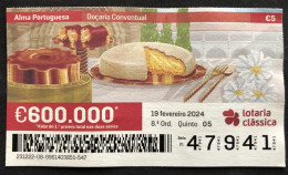 116 M, 1 X Lottery Ticket, Portugal, « Alma Portuguesa »,« Portuguese Soul », « Doçaria Conventual », 2024 - Biglietti Della Lotteria