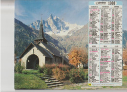 Almanach Du Facteur 1988, Aiguilles Verte Et Du Dru, Chapelle (Haute-Savoie) / Combloux (Haute-Savoie) OBERTHUR - Tamaño Grande : 1981-90