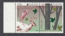 2011 Greece Europa Forests Wildlife Heron Birds FOIL  Complete Pair MNH @ BELOW Face Value - Ongebruikt