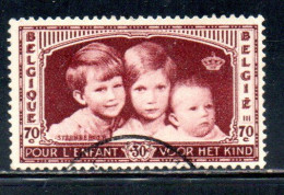 BELGIQUE BELGIE BELGIO BELGIUM 1935 CHILD WELFARE SOCIETY PRINCE BAUDOIN ALBERT PRICESS JOSEPHINE 70c +30 USED OBLITERE' - Used Stamps