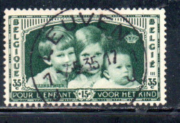 BELGIQUE BELGIE BELGIO BELGIUM1935CHILD WELFARE SOCIETY PRINCE BAUDOIN ALBERT PRICESS JOSEPHINE 35c + 15c USED OBLITERE - Used Stamps