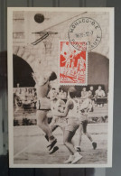 Monaco 1948 Carte Maximum 1er Jour N° 322 Maxi Card Jeux Olympiques Londres Basket Ball Cachet Noir FDC - Storia Postale