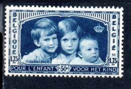 BELGIQUE BELGIE BELGIO BELGIUM 1935 CHILD WELFARE SOCIETY PRINCE BAUDOIN ALBERT PRICESS JOSEPHINE 1.75fr + 50c MNH - Unused Stamps