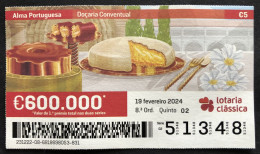 116 M, 1 X Lottery Ticket, Portugal, « Alma Portuguesa »,« Portuguese Soul », « Doçaria Conventual », 2024 - Biglietti Della Lotteria