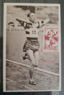 Monaco 1948 Carte Maximum N° 320 Maxi Card 1er Jour FDC Jeux Olympiques Londres Course à Pied Cachet Rouge - Storia Postale