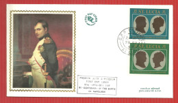 2 FDC SUPERBES  ENVELOPPE S PREMIER JOUR  NAPOLEON ET JOSEPHINE  SAINTE LUCIE 22 9 1969 - Napoleone