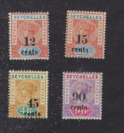 SEYCHELLES Yvert 10/13 Pl I (SG 16-18-20-21 Die I)1893 Neufs Légère  Marque De Charnière (Mint *)Très Beaux, Very Fine - Seychellen (...-1976)