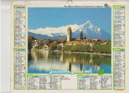 Almanach Du Facteur 1991, INTERLAKEN (Suisse) / Parc Anglais, étang, OLLER - Formato Grande : 1991-00