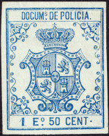 ESPAGNE / ESPANA - COLONIAS (Cuba & Puerto-Rico) 1866 "DOCUMENTOS DE POLICIA" Fulcher 228 1,50 Esc Azul - Sin Gomar - Cuba (1874-1898)