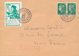 GREVE DE LYON 1974 VARIÉTÉ VIGNETTE 2F GUIGNOL TAXE TIMBRE FRANCE CHEFFER LETTRE Enveloppe - Documents