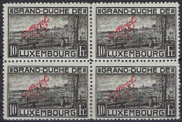 Luxembourg - Luxemburg - Timbres -  Blocs   1922   Paysages    Bloc 4 X 10 Fr    Officiel  Surcharge  Rouge-Carmin - Blocks & Sheetlets & Panes
