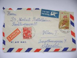 Israel 1959 Enveloppe Clipping Express Air Mail Tel Aviv Yafo To Vienna Wien, 500 + 100 L. - Storia Postale