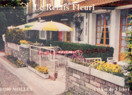 03- MOLLES - LE RELAIS FLEURI HOTEL RESTAURANT GASTRONOMIQUE -MMES BARICHARD ET LASSALLE - RARE DOUBLE CARTE - Autres & Non Classés