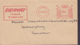 Great Britain 'Driway' Monarch Weatercoats, LEEDS 'AD 168' 1963 Meter Cover Brief HÄLSINGBORG Sweden - Frankeermachines (EMA)