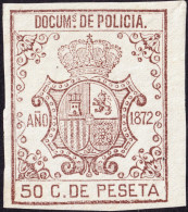 ESPAGNE / ESPANA - COLONIAS (Cuba & Puerto-Rico) 1872 "DOCUMENTOS DE POLICIA" Fulcher 309 50c Castaño - Nuevo* - Cuba (1874-1898)