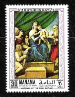 MANAMA - 1970 RAFFAELLO Madonna Del Pesce, Con S.Raffaele E S.Girolamo (Prado, Madrid) Nuovo** MNH - Madones