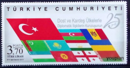 Türkiye 2017, 25th Anniversary Of Diplomatic Relations With Friendly And Brotherly Countries, MNH Single Stamp - Ongebruikt