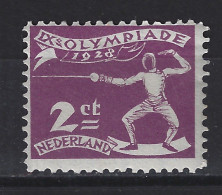 Nederland Netherlands Pays Bas Holanda 213 MLH/ongebruikt Schermen Fence Faire De L'escrime Esgrimir Olympiade 1928 - Fechten