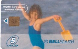 PERU - Little Girl On The Beach, BellSouth Telecard, Tirage %50000, 03/00, Used - Peru