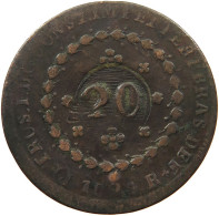 BRAZIL 20 REIS 1824 R OVER 40 REIS #sm12 0273 - Brasile