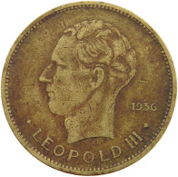 BELGIAN CONGO 5 FRANCS 1936 #s092 0081 - 1934-1945: Leopold III