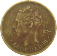 BELGIAN CONGO 5 FRANCS 1936 #s092 0079 - 1934-1945: Leopoldo III