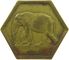 BELGIAN CONGO 2 FRANCS 1943 #s090 0413 - 1934-1945: Leopold III