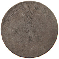 GERMAN STATES 6 KREUZER 1836 HESSEN DARMSTADT Ludwig II. 1830-1848 #s094 0299 - Taler Et Doppeltaler