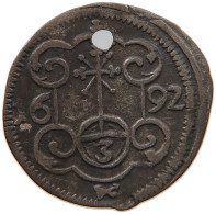 GERMAN STATES 3 PFENNIG 1692 SACHSEN ALBERTINISCHE LINIE Johann Georg IV. 1691-1694 #s091 0085 - Taler En Doppeltaler