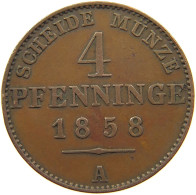 GERMAN STATES 4 PFENNIG 1858 A BRANDENBURG PREUSSEN Friedrich Wilhelm IV. 1840-1861 #s094 0537 - Taler Et Doppeltaler