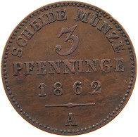 GERMAN STATES 3 PFENNIG 1862 A BRANDENBURG PREUSSEN Wilhelm I. (1861-1888) #s094 0545 - Taler Et Doppeltaler