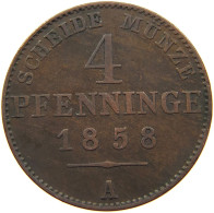 GERMAN STATES 4 PFENNIG 1858 A BRANDENBURG PREUSSEN Friedrich Wilhelm IV. 1840-1861 #s094 0535 - Taler Et Doppeltaler