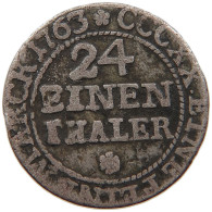 GERMAN STATES 1/24 TALER 1763 SACHSEN ALBERTINISCHE LINIE Friedrich August II. 1733-1763. #s096 0265 - Taler Et Doppeltaler