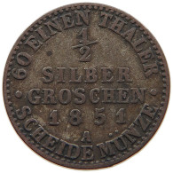 GERMAN STATES 1/2 SILBERGROSCHEN 1851 A SCHWARZBURG SONDERSHAUSENA Günther Friedrich Karl II. 1835-1880. #s091 0015 - Taler & Doppeltaler