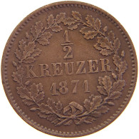 GERMAN STATES 1/2 KREUZER 1871 BADEN #s100 0421 - Taler Et Doppeltaler