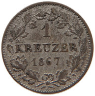 GERMAN STATES 1 KREUZER 1867 HESSEN DARMSTADT Ludwig III. 1848-1877. #s091 0005 - Taler En Doppeltaler