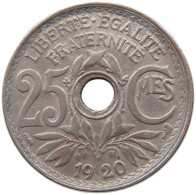 FRANCE 25 CENTIMES 1920 SMALLER HOLE #s100 0011 - 25 Centimes