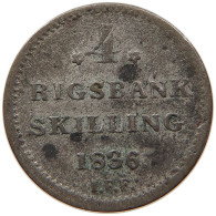 DENMARK 4 RIGSBANKSKILLING 1836 Frederik VI. 1808–1839 #s091 0133 - Danemark