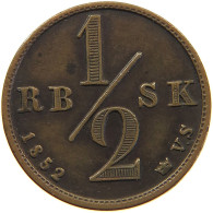 DENMARK 1/2 RIGSBANKSKILLING 1852 #s096 0071 - Danemark