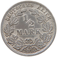 GERMANY EMPIRE 1/2 MARK 1916 A #s101 0159 - 1/2 Mark