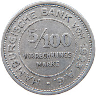 GERMANY 5/100 VERRECHNUNGSMARKE 1923 HAMBURG #s089 0551 - Autres & Non Classés