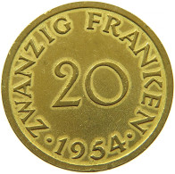 GERMANY 20 FRANKEN 1954 SAARLAND #s089 0137 - Andere & Zonder Classificatie