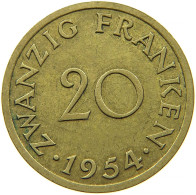 GERMANY 20 FRANKEN 1954 SAARLAND #s089 0135 - Otros & Sin Clasificación