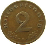 GERMANY 2 REICHSPFENNIG 1937 D #s095 0195 - 2 Reichspfennig