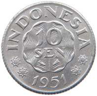 INDONESIA 10 SEN 1951 #s095 0565 - Indonésie