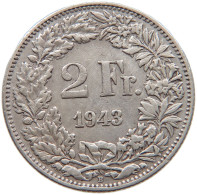 SWITZERLAND 2 FRANCS 1943 #s094 0105 - 2 Franken